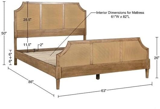 Woven Cane Queen Platform Bed