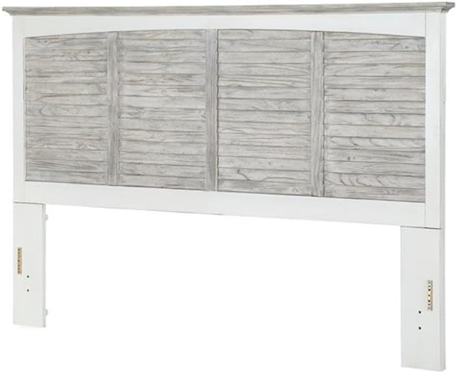 Pemberly Row Queen Headboard, Solid Pine Wood, Gray and White Finish, 57 in x 66.5 in, Contemporary Style Bedroom Furniture for Modern Home Decor