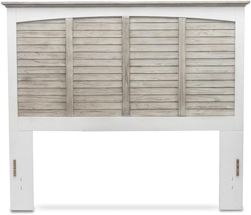 Pemberly Row Queen Headboard, Solid Pine Wood, Gray and White Finish, 57 in x 66.5 in, Contemporary Style Bedroom Furniture for Modern Home Decor