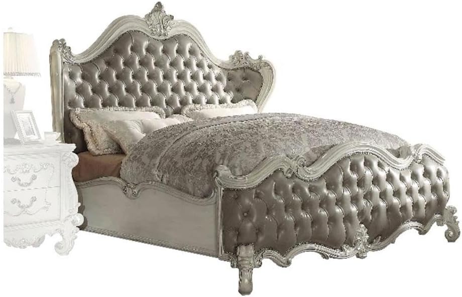 ACME Furniture ACME Versailles Eastern King Bed - 21117EK - 2-Tone Dark Brown PU & Cherry Oak