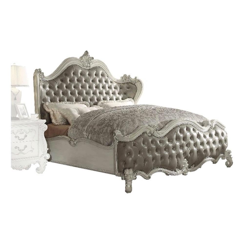 ACME Furniture ACME Versailles Eastern King Bed - 21117EK - 2-Tone Dark Brown PU & Cherry Oak
