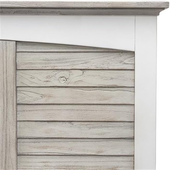 Pemberly Row Queen Headboard, Solid Pine Wood, Gray and White Finish, 57 in x 66.5 in, Contemporary Style Bedroom Furniture for Modern Home Decor