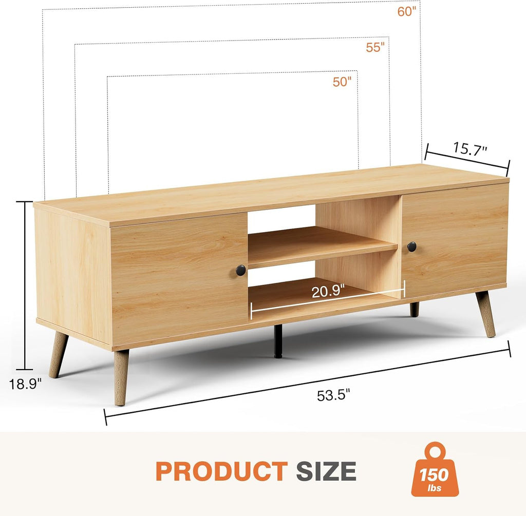 DUMOS TV Stand for 55 60 Inch TV, Entertainment Center with Storage