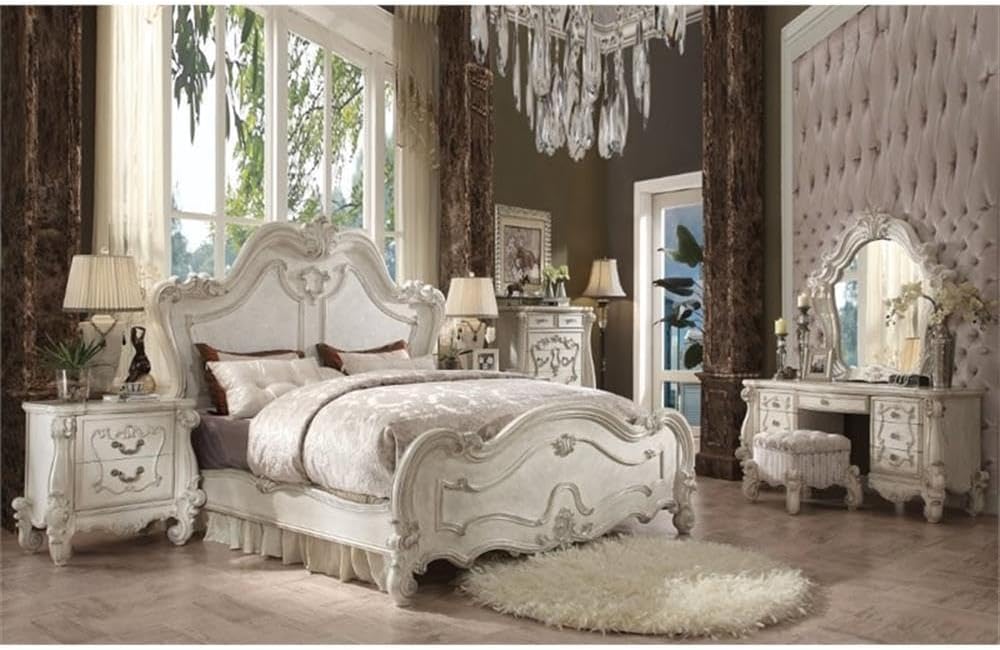 ACME Furniture ACME Versailles Eastern King Bed - 21117EK - 2-Tone Dark Brown PU & Cherry Oak