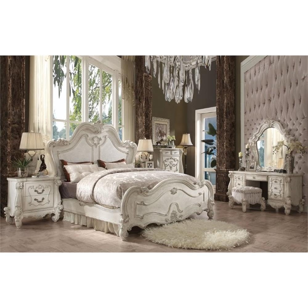 ACME Furniture ACME Versailles Eastern King Bed - 21117EK - 2-Tone Dark Brown PU & Cherry Oak
