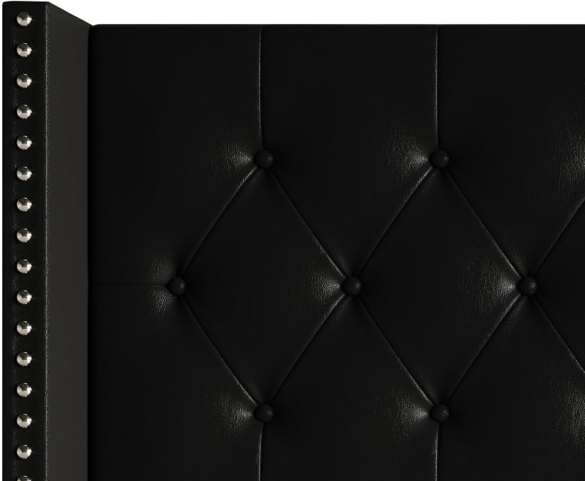 HOME DESIGN Sonoma King Tufted Wingback Headboard, Black