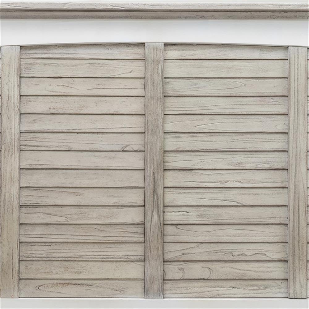Pemberly Row Queen Headboard, Solid Pine Wood, Gray and White Finish, 57 in x 66.5 in, Contemporary Style Bedroom Furniture for Modern Home Decor