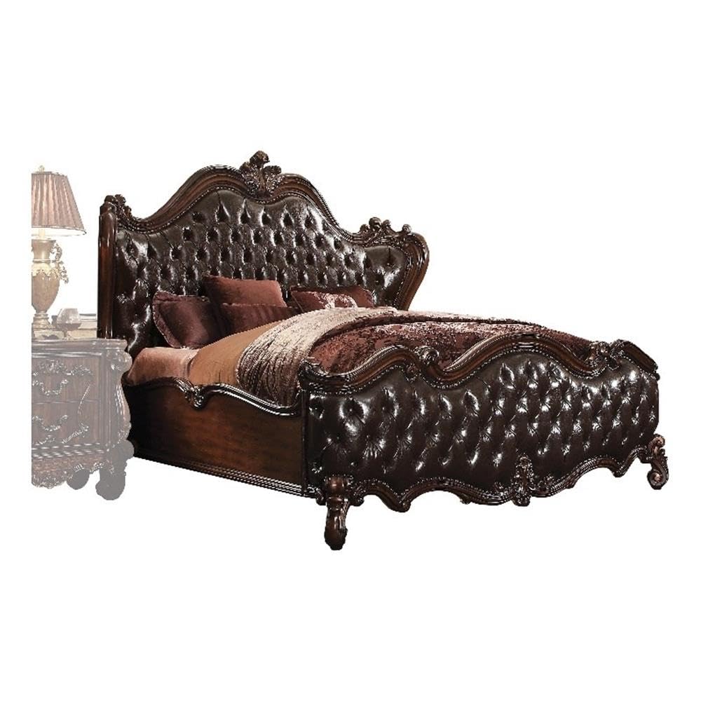 ACME Furniture ACME Versailles Eastern King Bed - 21117EK - 2-Tone Dark Brown PU & Cherry Oak