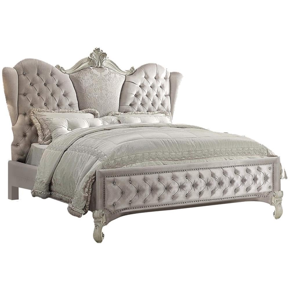 ACME Furniture ACME Versailles Eastern King Bed - 21117EK - 2-Tone Dark Brown PU & Cherry Oak