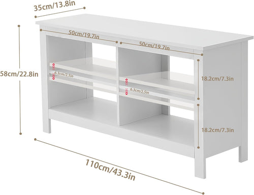 43 inch TV Stand, Suitable for TVs up to 50 inches, Small TV Stands with Open Storage Shelves, Living Room Entertainment Centers, and Bedroom TV Consoles (White)