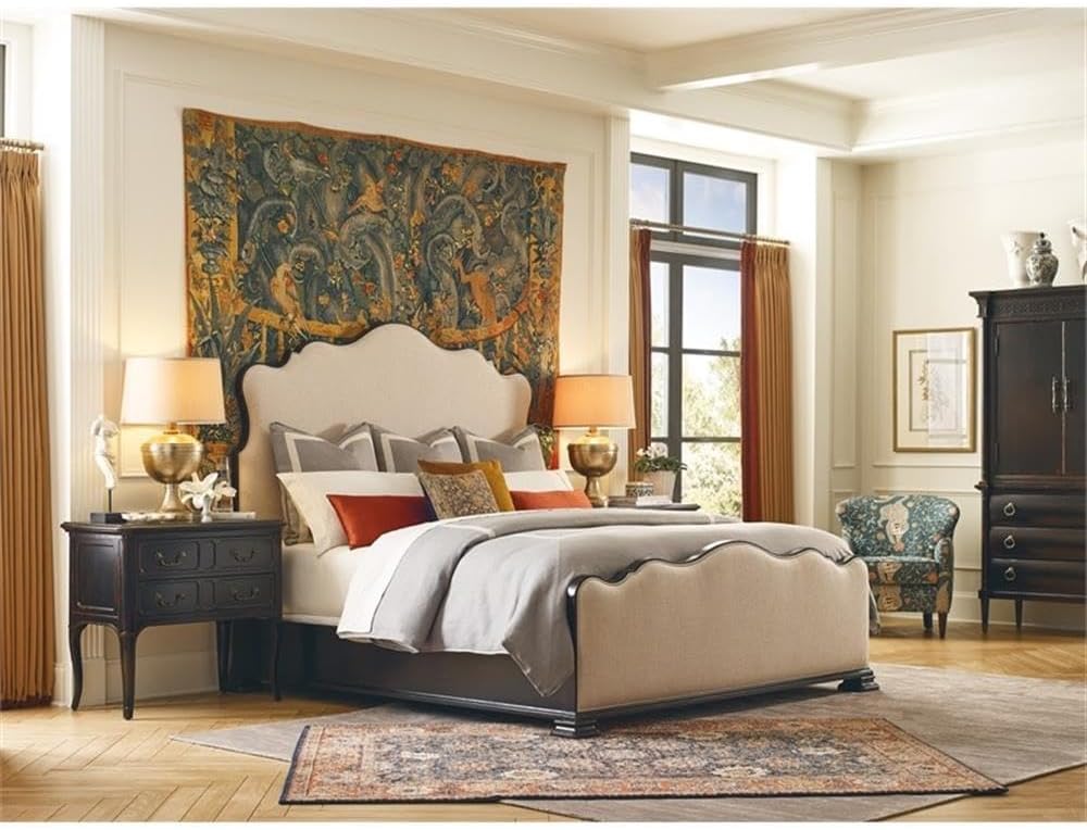 Hooker Furniture Charleston Cal King Fabric Upholstered Bed in Black Cherry