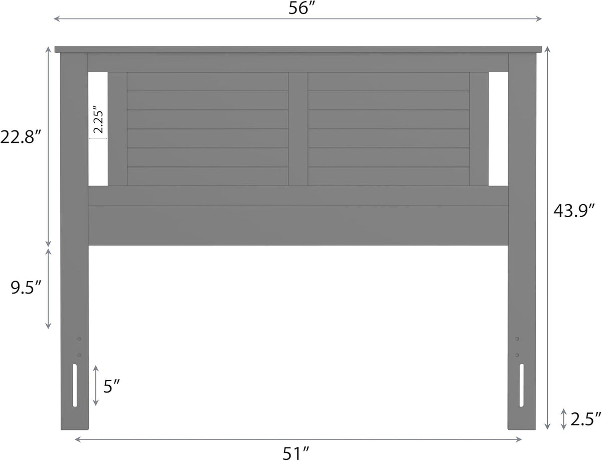 ComfIQ Serene Wood Panel Headboard with Horizontal Scoring, Full, White