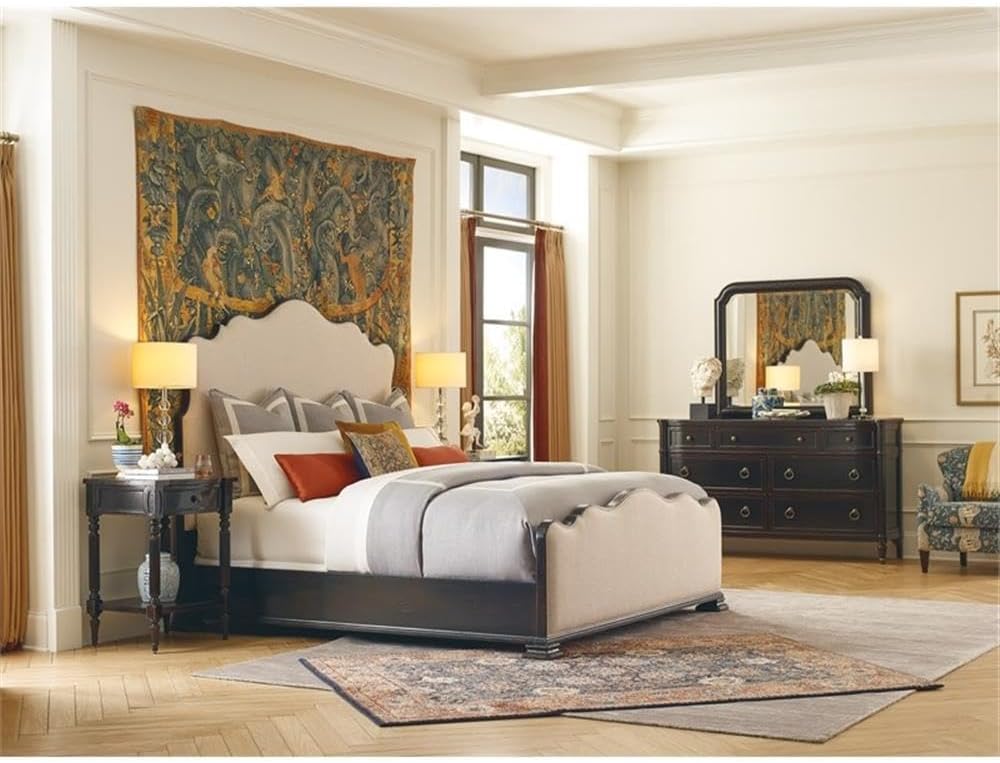 Hooker Furniture Charleston Cal King Fabric Upholstered Bed in Black Cherry