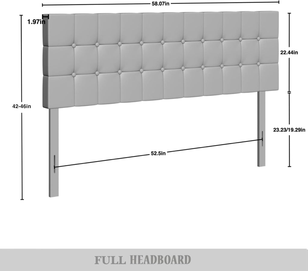 Full Button Tufted Linen Upholstered Adjustable Headboard, Black