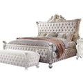 Acme Furniture Picardy Queen Bed in Fabric & Antique Pearl, 90 x 76 x 69
