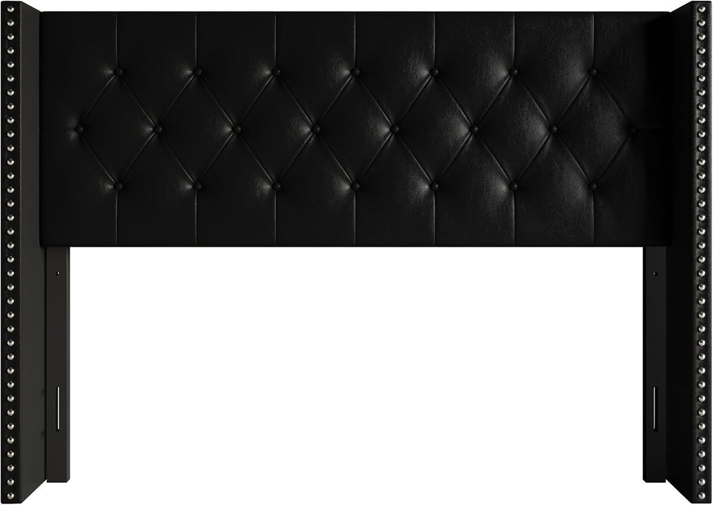 HOME DESIGN Sonoma King Tufted Wingback Headboard, Black
