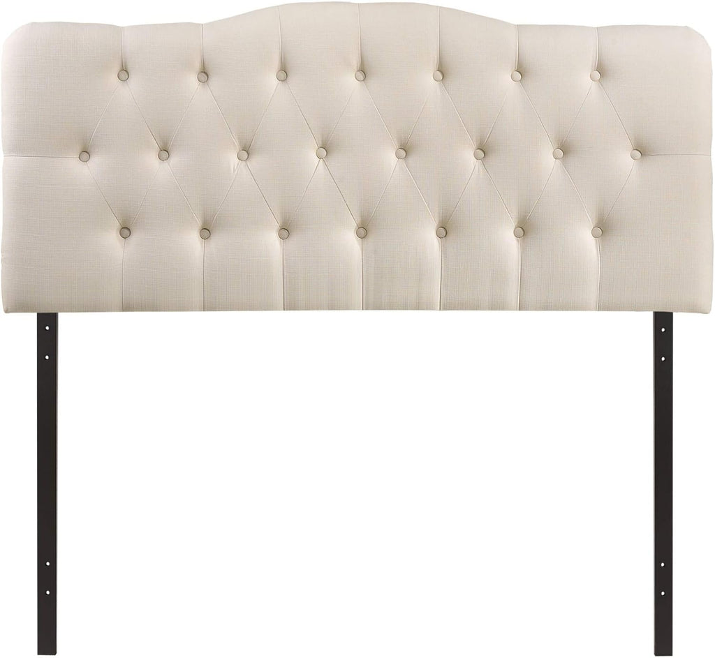 Modway Annabel Tufted Button Linen Fabric Upholstered Full Headboard in Ivory