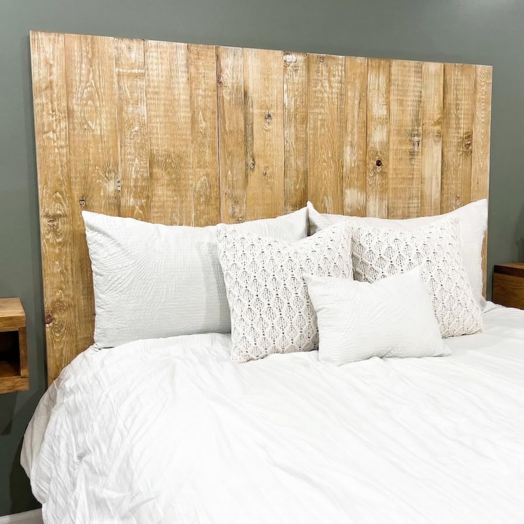 Barn Walls Queen Headboard - Blue Powderwash Multi-Tonal Solid Wood Panels