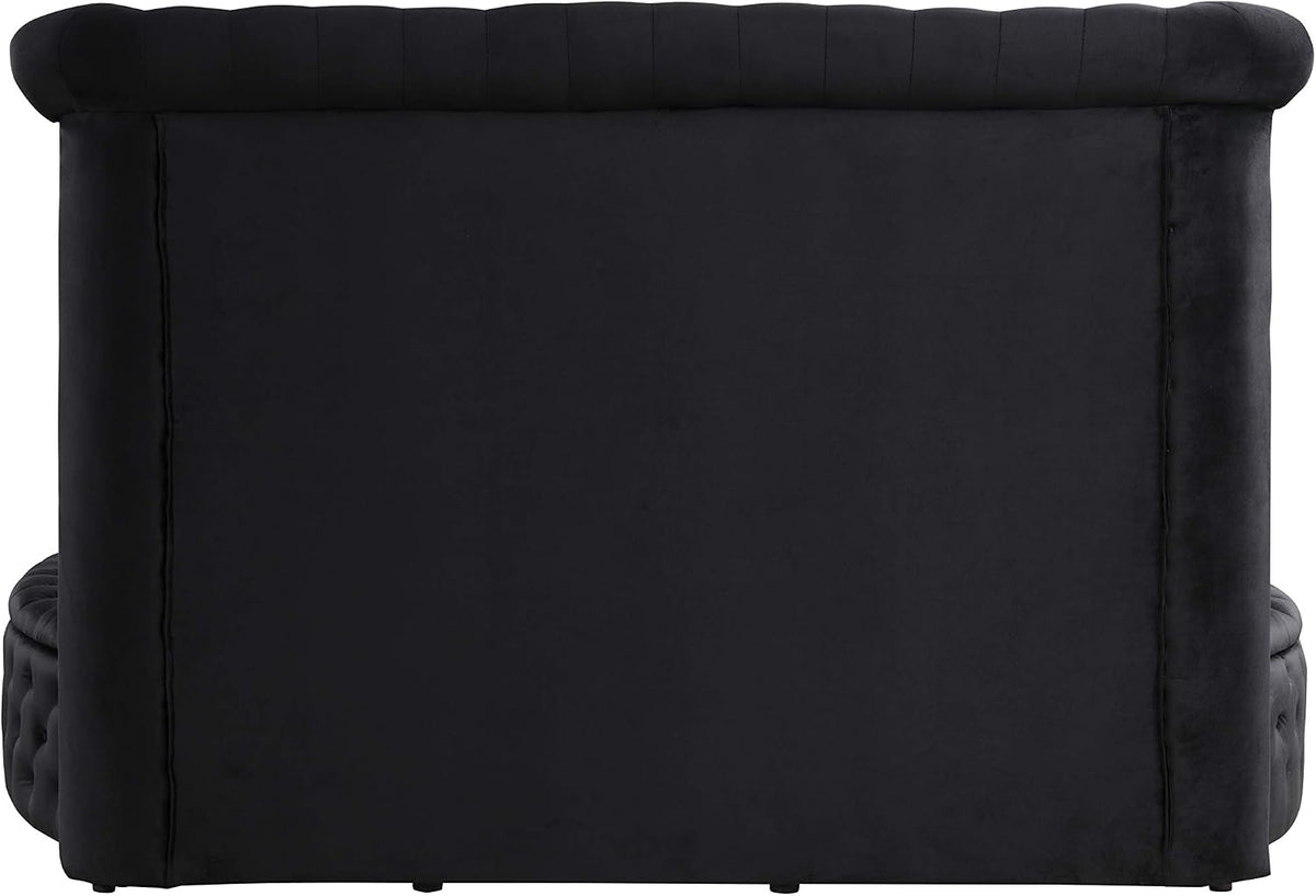Lexi Round Upholstered Velvet Platform Bed Frame, Black - King
