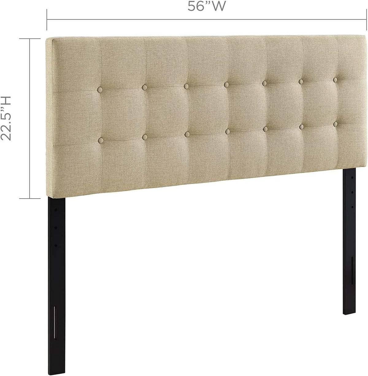 Modway Emily Tufted Button Linen Fabric Upholstered Full Headboard in Beige