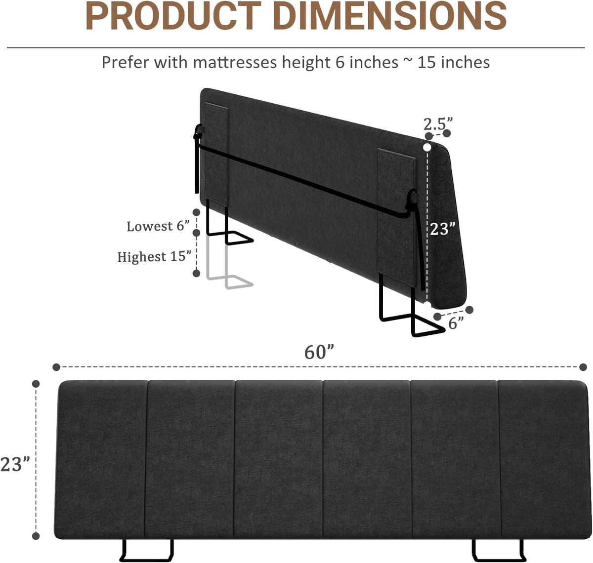 Queen Size Headboard Only-No Assembly Required, Black
