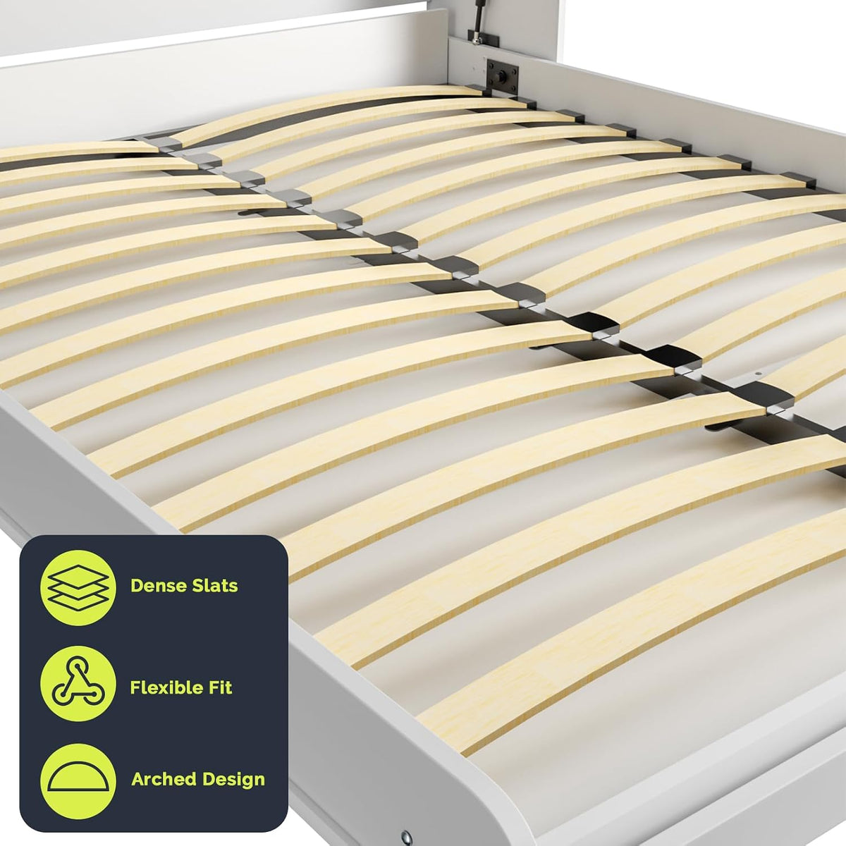 Queen Murphy Bed with Gas Pistons,Vertically Foldable Wall Bed