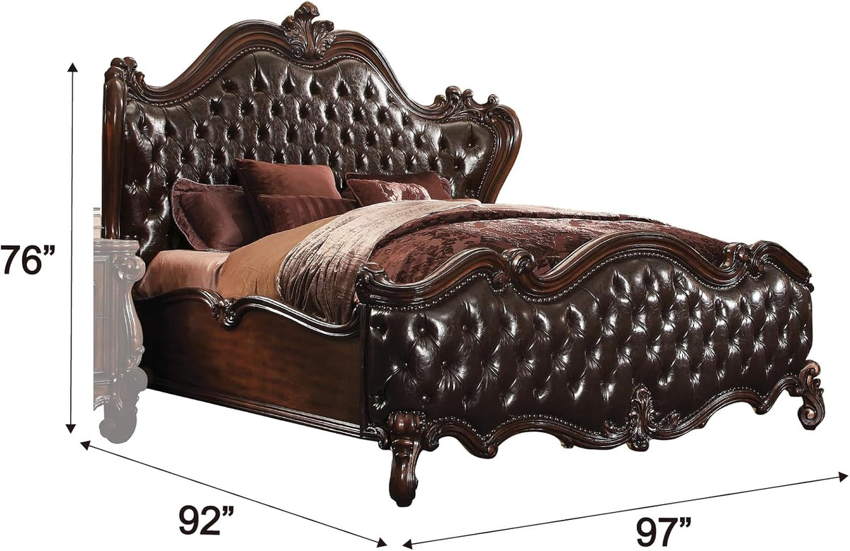 ACME Furniture ACME Versailles Eastern King Bed - 21117EK - 2-Tone Dark Brown PU & Cherry Oak