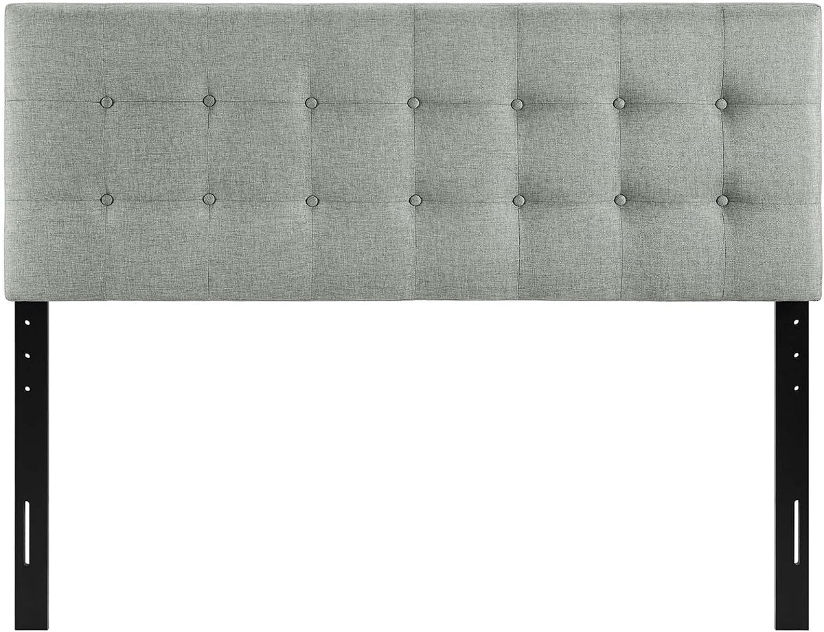 Modway Emily Tufted Button Linen Fabric Upholstered Full Headboard in Gray