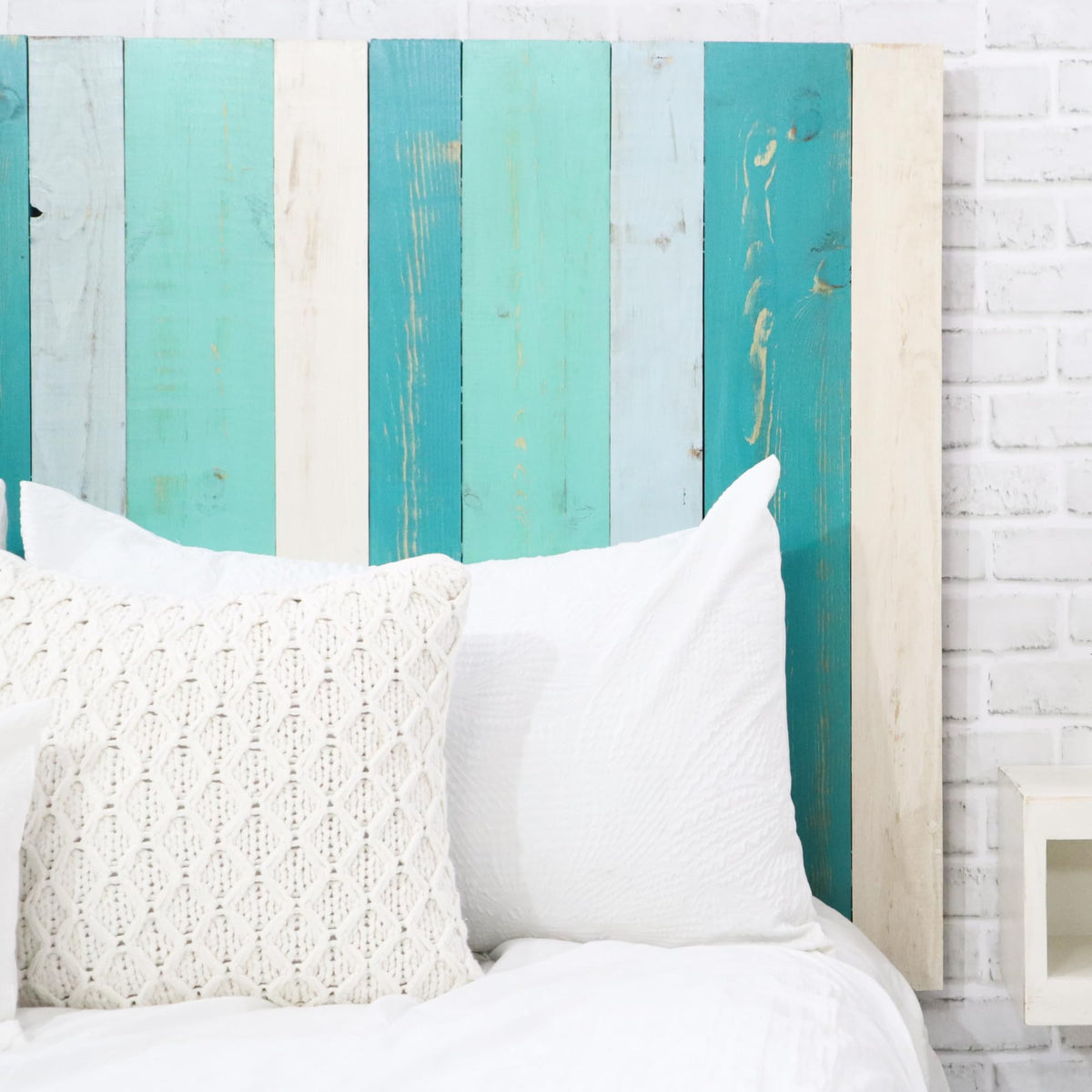 Barn Walls Queen Headboard - Blue Powderwash Multi-Tonal Solid Wood Panels
