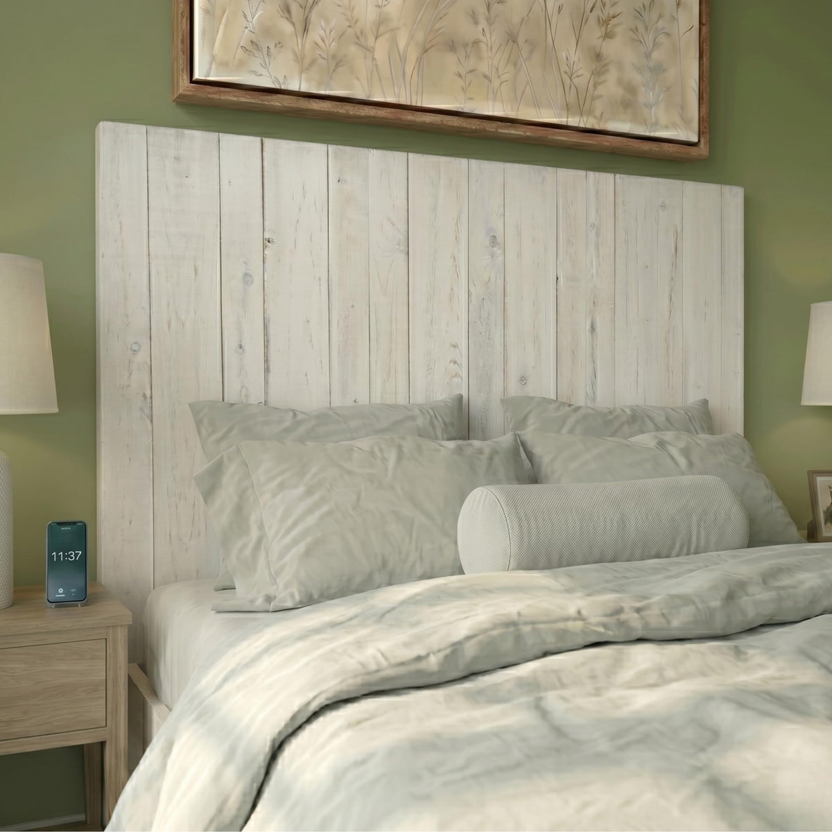 Barn Walls Queen Headboard - Blue Powderwash Multi-Tonal Solid Wood Panels