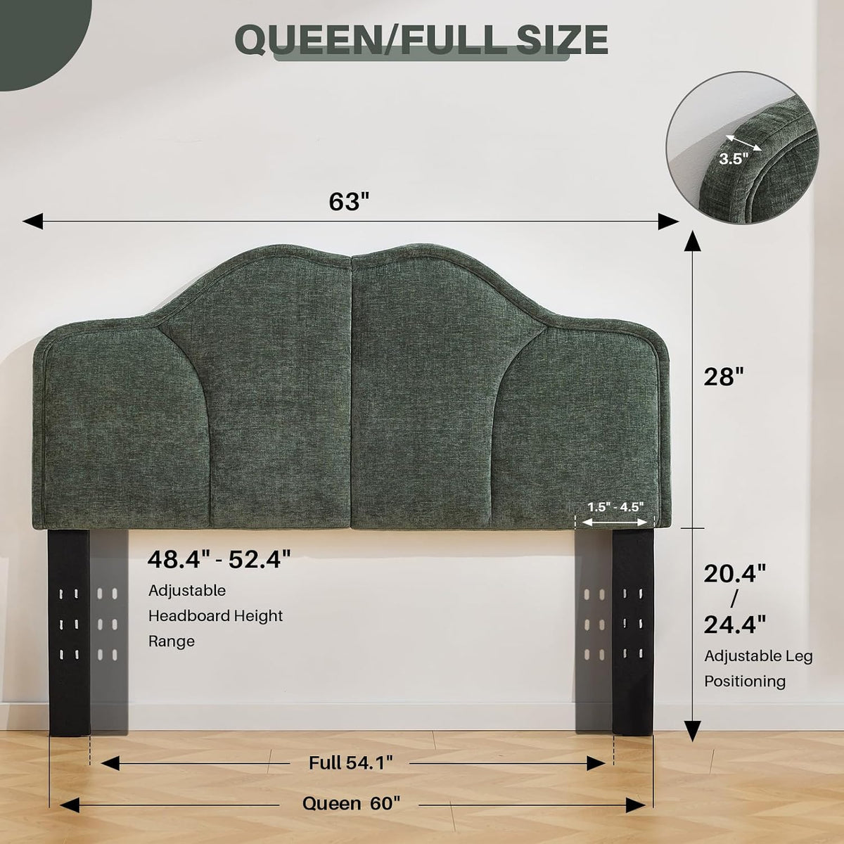 Queen Size Headboard Only Upgraded One-Piece Upholstered Headboard