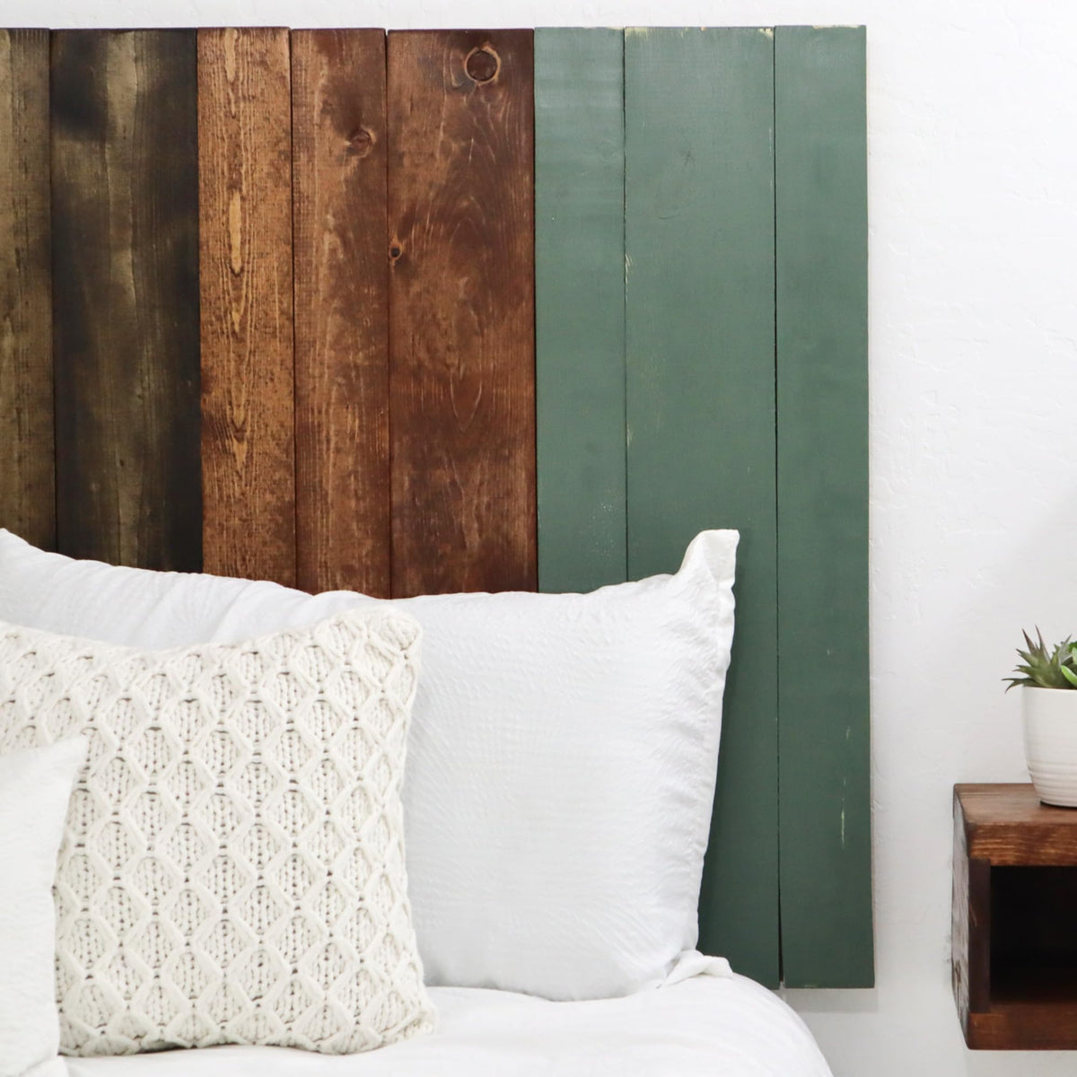 Barn Walls Queen Headboard - Blue Powderwash Multi-Tonal Solid Wood Panels
