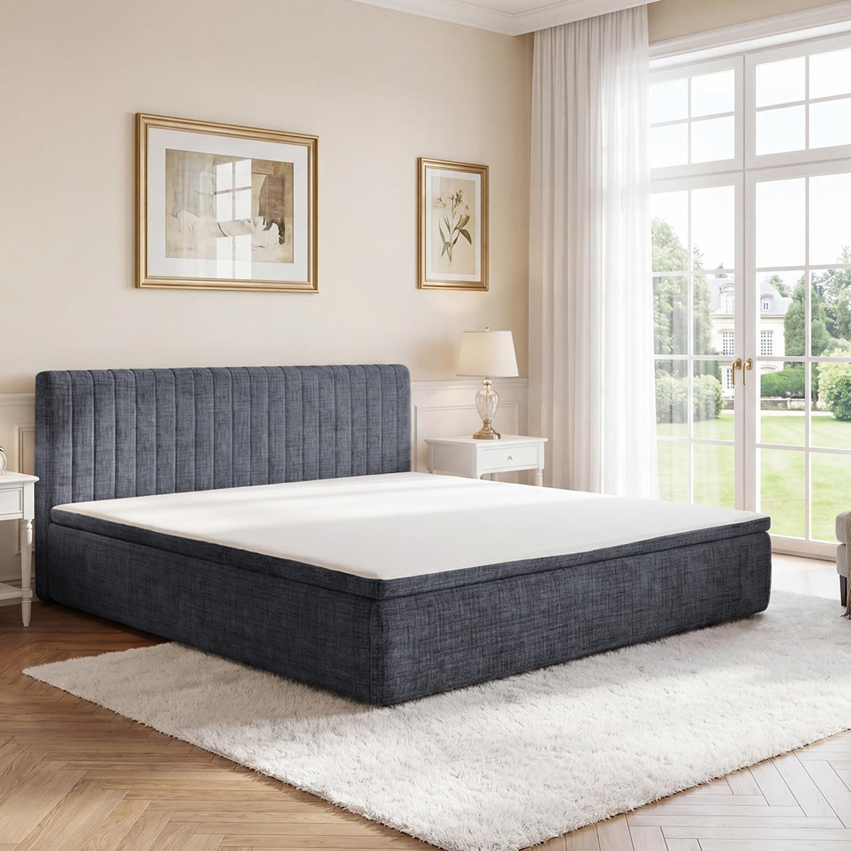 Queen Compression Bed Boneless Bed Frame with Mattress and Headboard