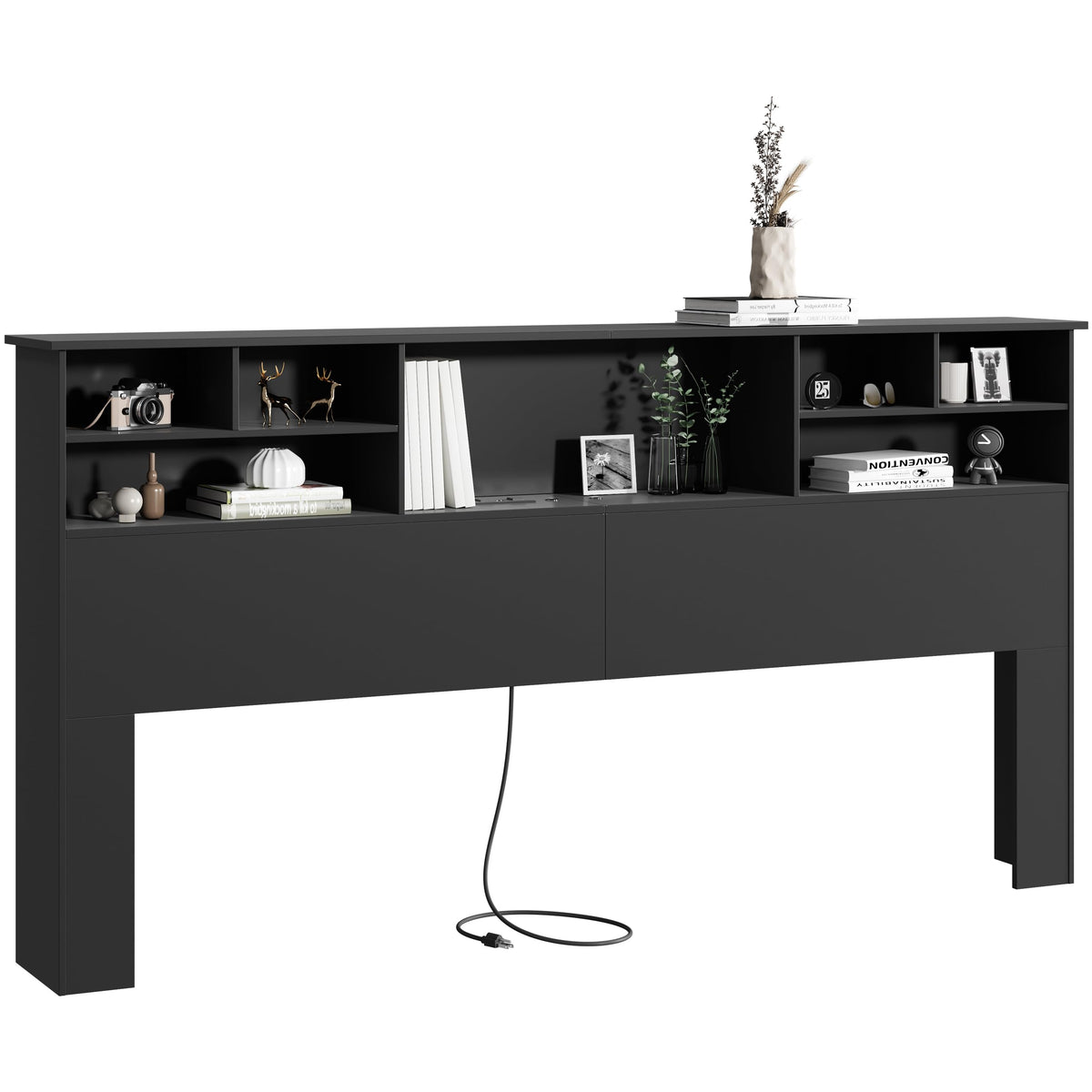 Queen Headboard Only for Bedroom, Bookcase Head Board, Black