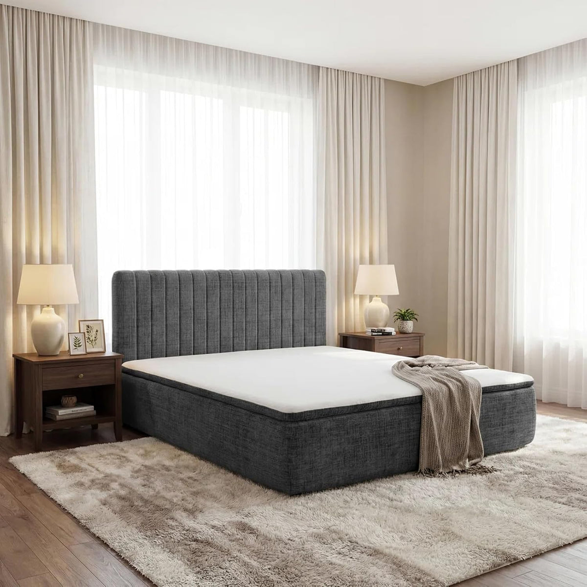 Queen Compression Bed Boneless Bed Frame with Mattress and Headboard
