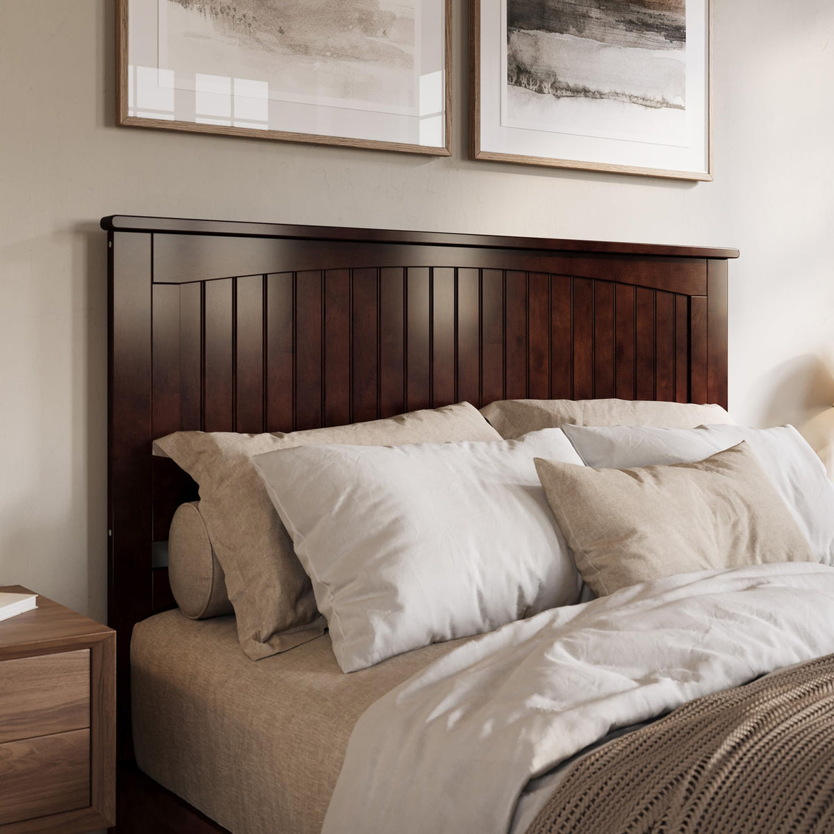 AFI, Nantucket Full Solid Wood Panel Headboard, Walnut