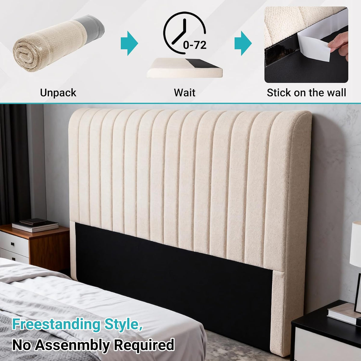 Universal Chenille Boneless Queen Headboard, No Assembly Required
