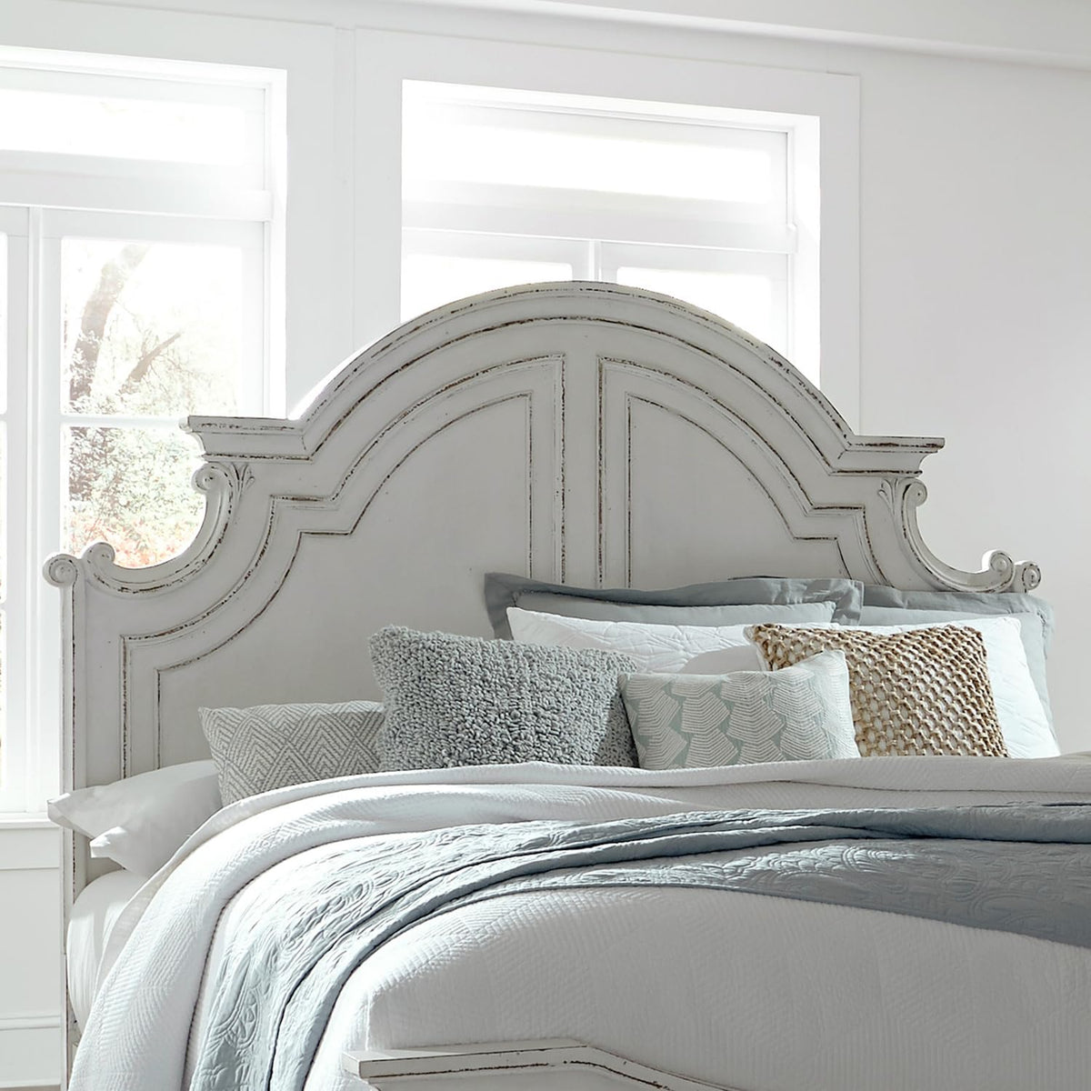Liberty Furniture Magnolia Manor King Panel Headboard Antique White Finish