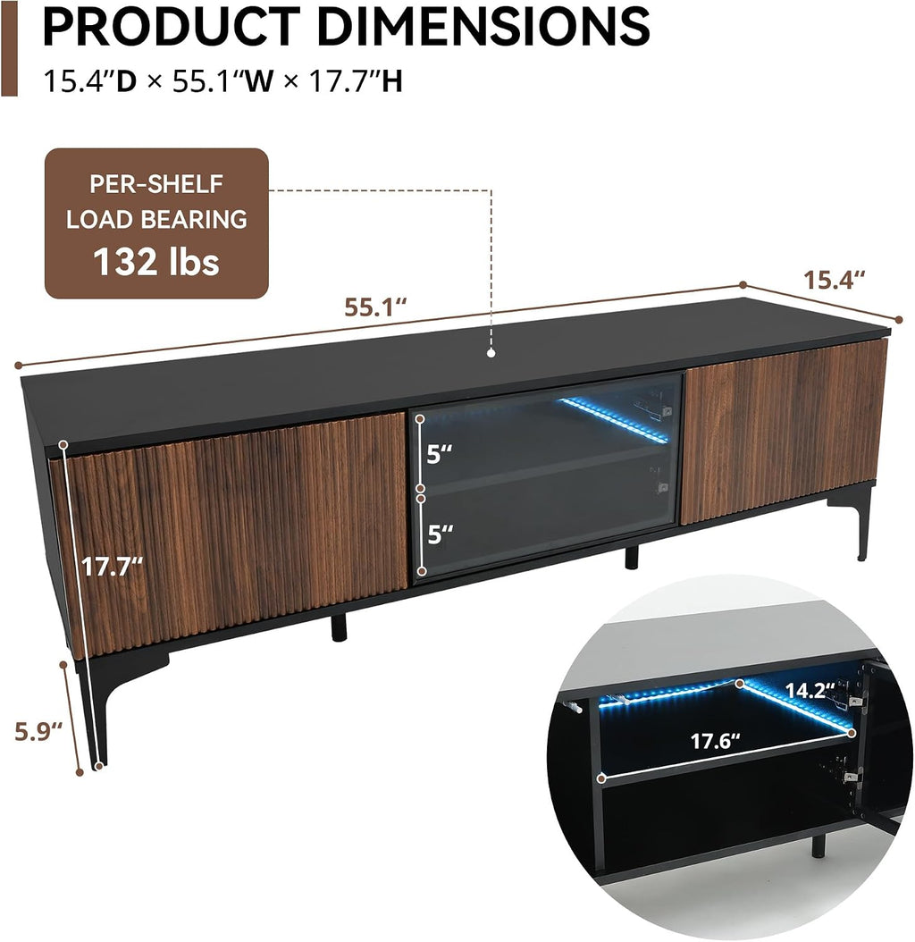 55" Mid Century Modern TV Stand for TVs up to 65", Entertainment Center