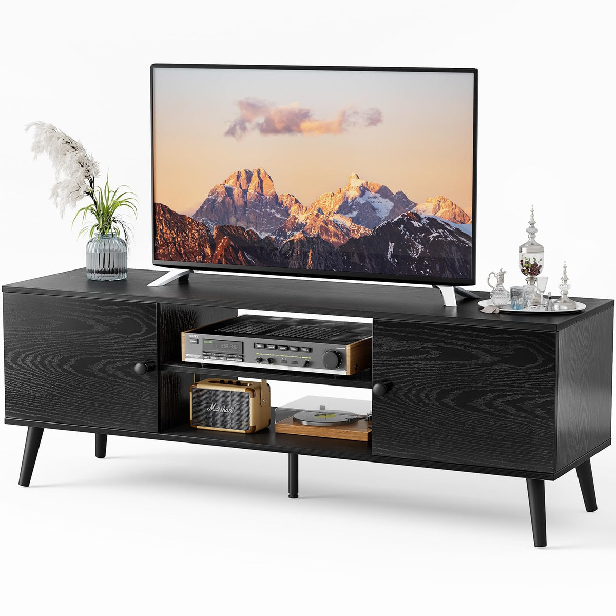 DUMOS TV Stand for 55 60 Inch TV, Entertainment Center with Storage