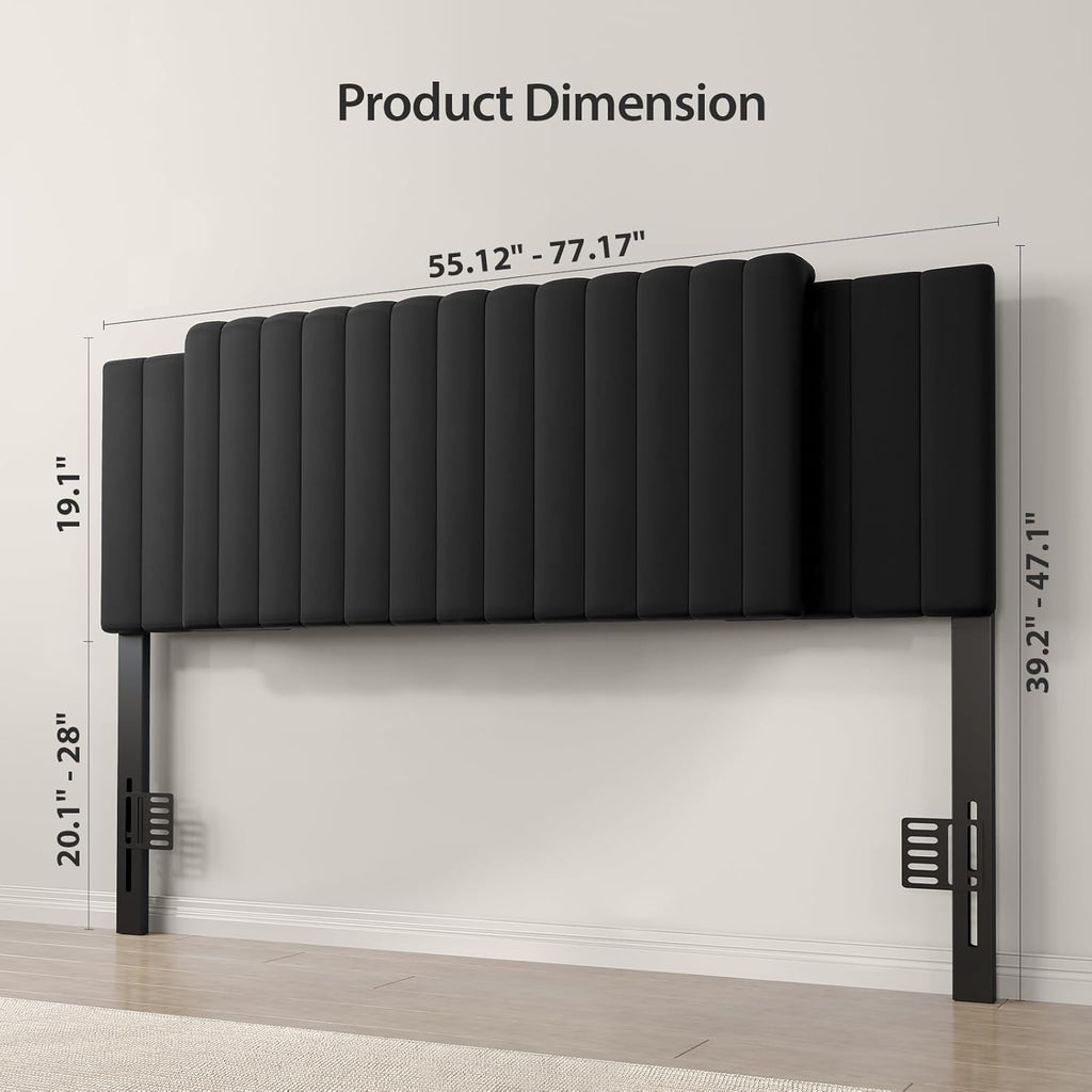Upholstered Headboard Full/Queen/King Size，Adjustable Height & Width, Black