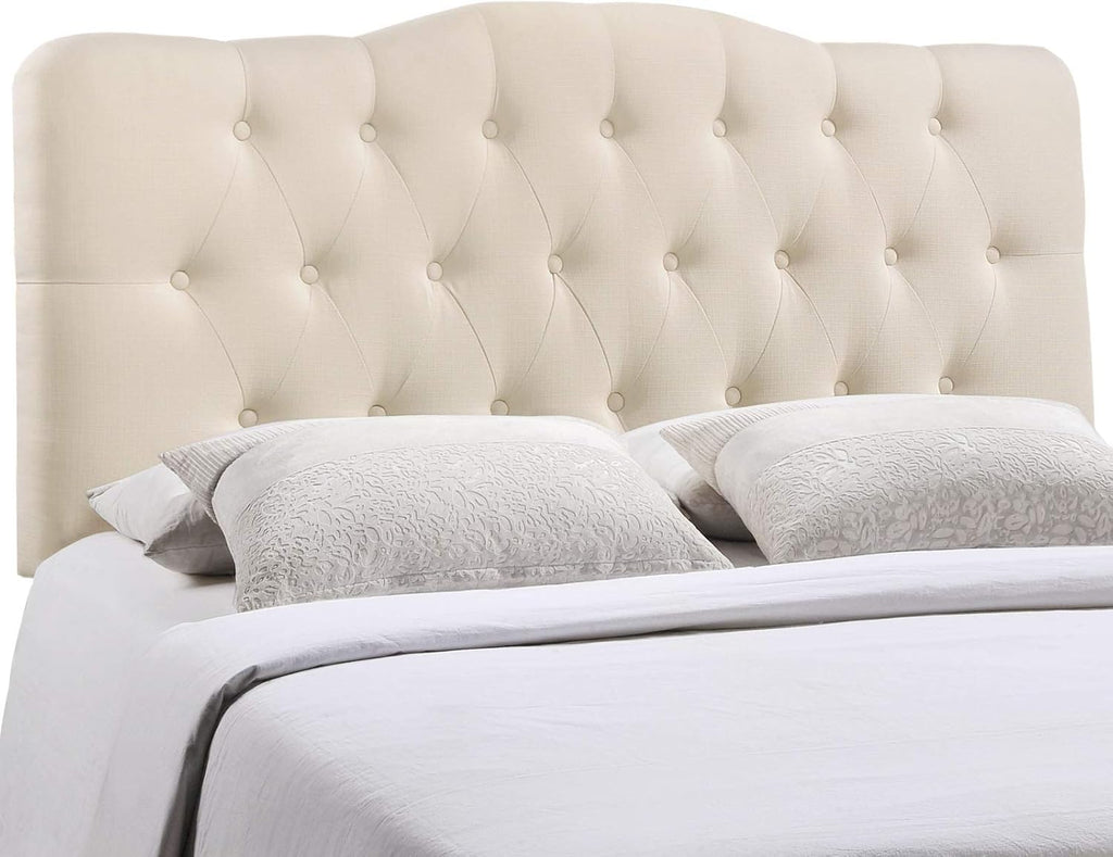Modway Annabel Tufted Button Linen Fabric Upholstered Full Headboard in Ivory