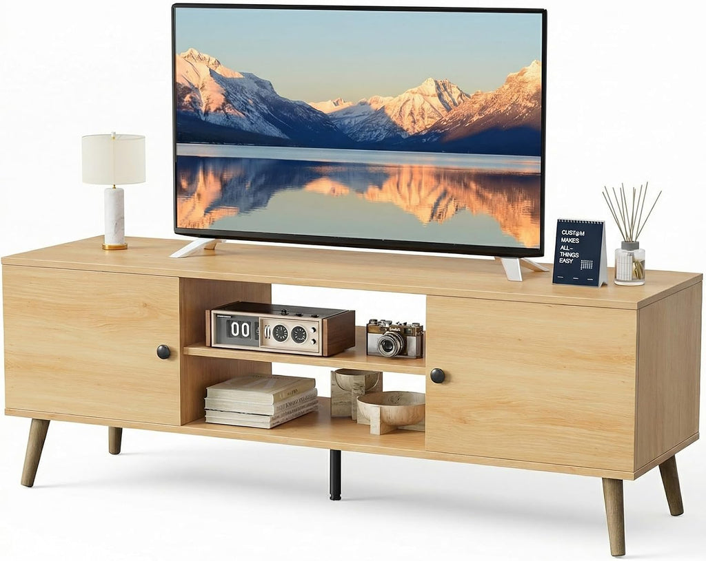 DUMOS TV Stand for 55 60 Inch TV, Entertainment Center with Storage