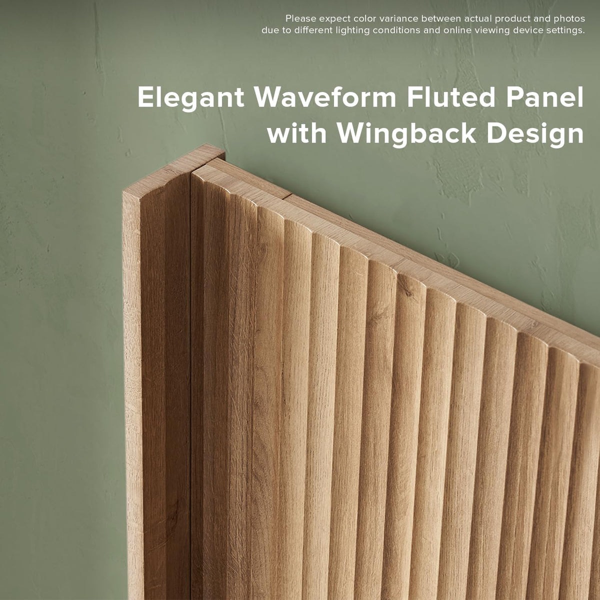 mopio Brooklyn Fluted Panel Wingback Headboard 62.4" - Wall Mount Headboard for Queen Bed, Modern Farmhouse Bedroom Decor, 4-Panel Assembly (Golden Oak, Queen)