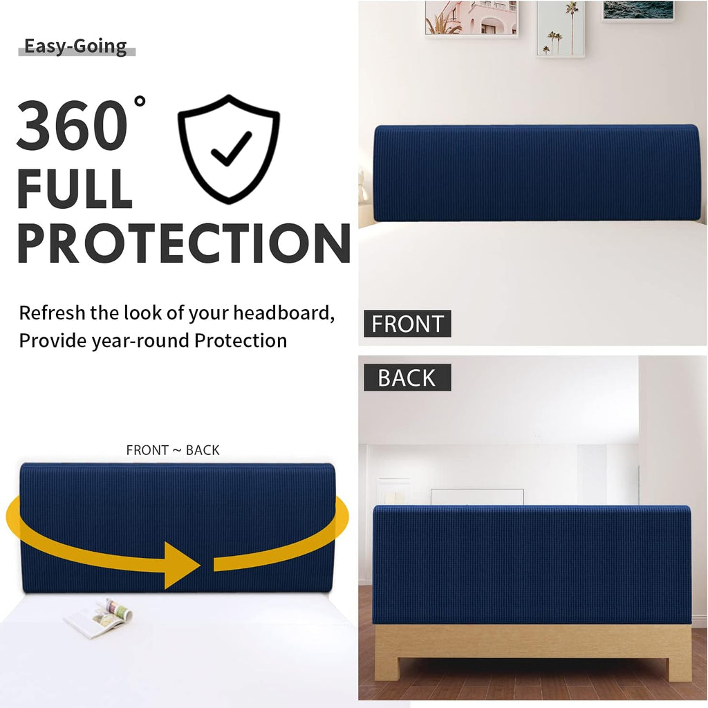 Easy-Going Stretch Jacquard Bed Headboard Cover, Twin, Navy