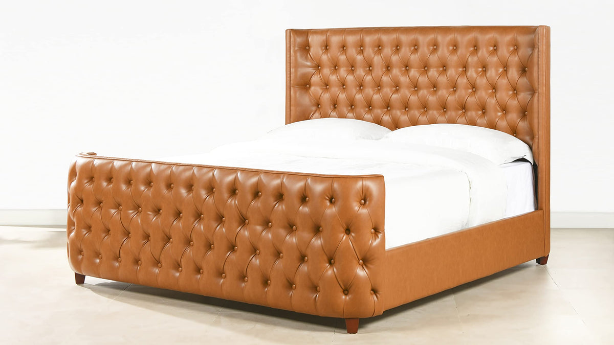 Jennifer Taylor Home Harmonie King Tufted Panel Bed Headboard and Footboard Set, Navy Blue Velvet