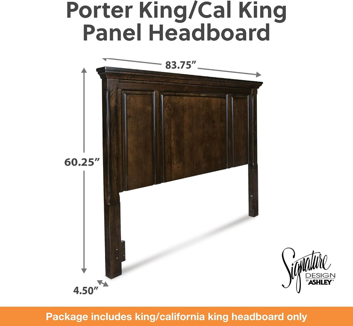 Signature Design by Ashley King/Cal King Panel Headboard Only, Rustic Brown