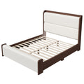 King Platform Bed Walnut with Boucle Upholstered Headboard & Footboard