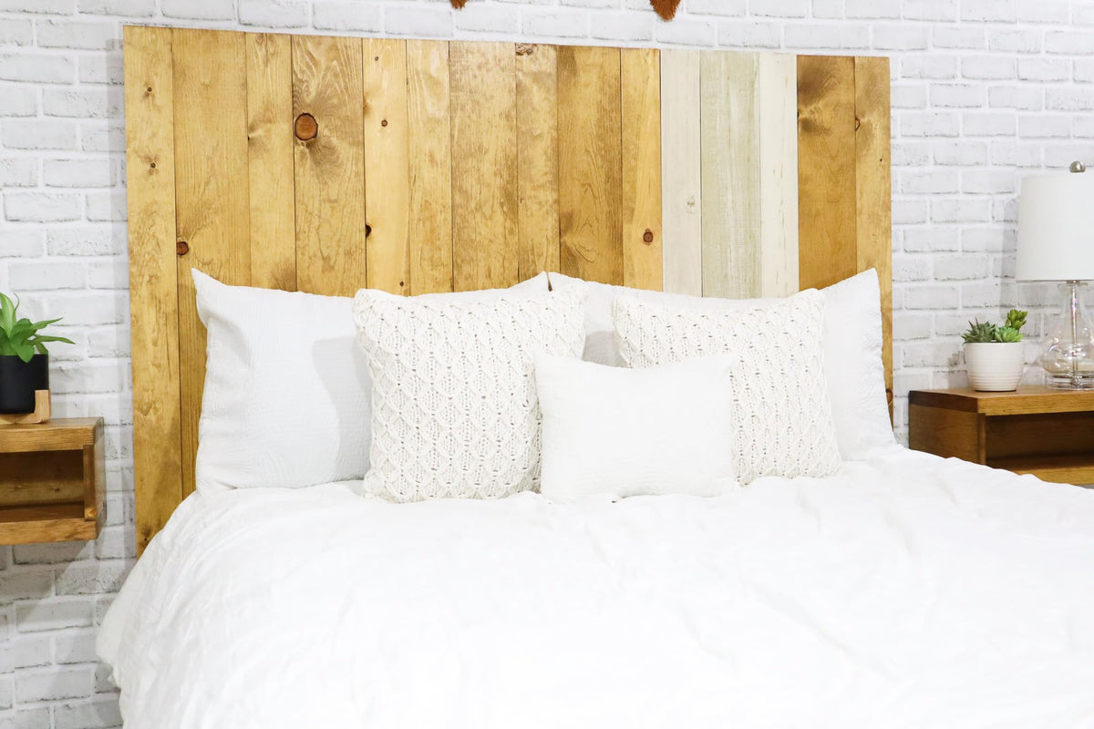 Barn Walls Queen Headboard - Blue Powderwash Multi-Tonal Solid Wood Panels