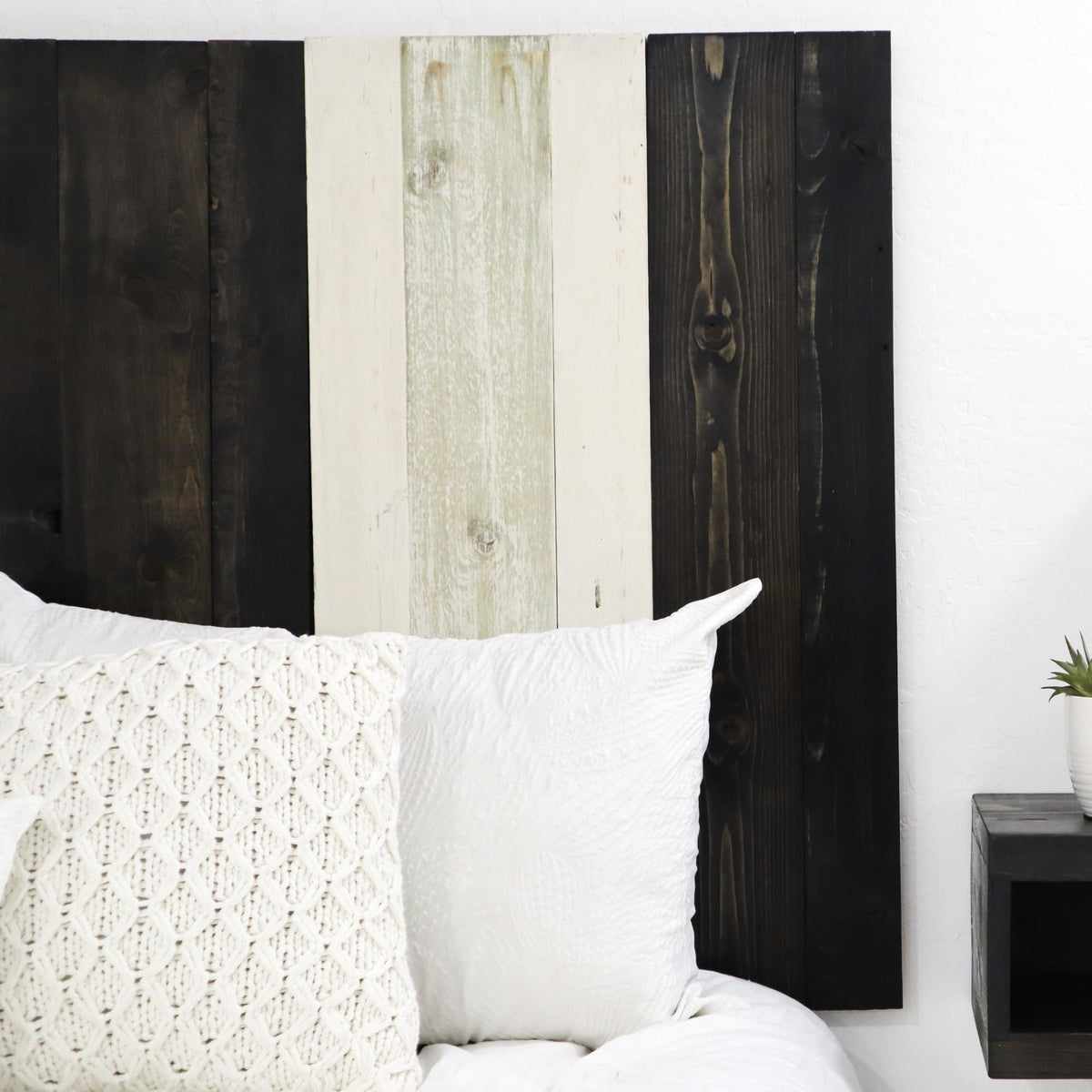 Barn Walls Queen Headboard - Blue Powderwash Multi-Tonal Solid Wood Panels